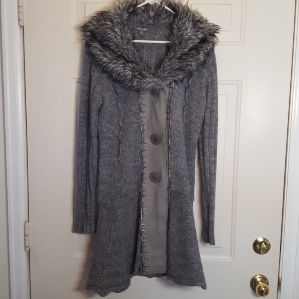 Roz & Ali Long button up Wool Blend Cardigan NWOT
